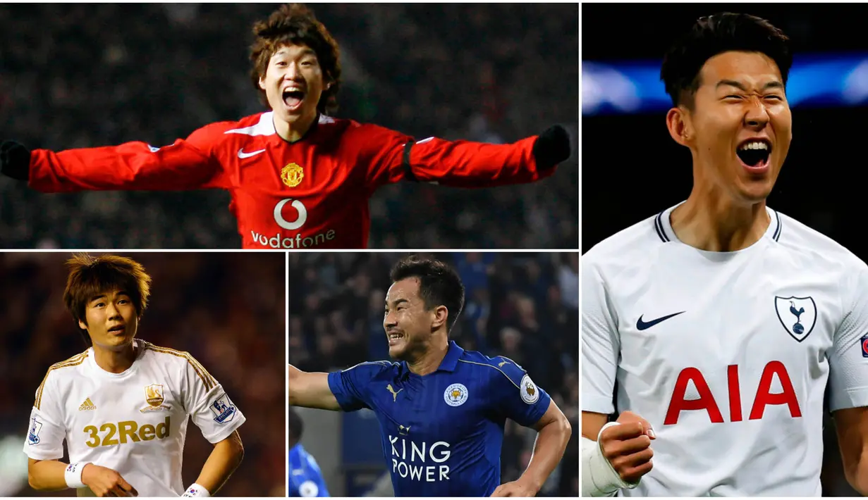 Berikut ini daftar pemain Asia yang paling sukses di Premier League. diantaranya, Shinji Okazaki dari Jepang dan Ji-Sung Park dan Son Heung-Min dari Korea Selatan. (Foto-foto Kolase dari AFP).