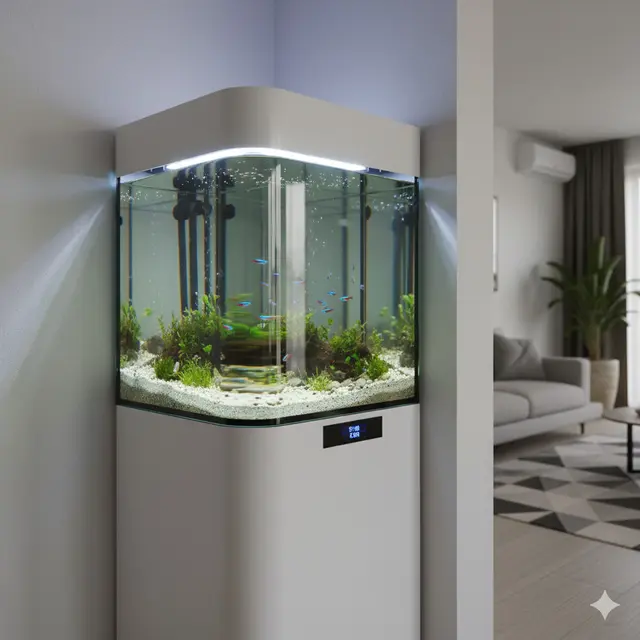 Akuarium mini untuk rumah modern (Foto: Gemini AI)