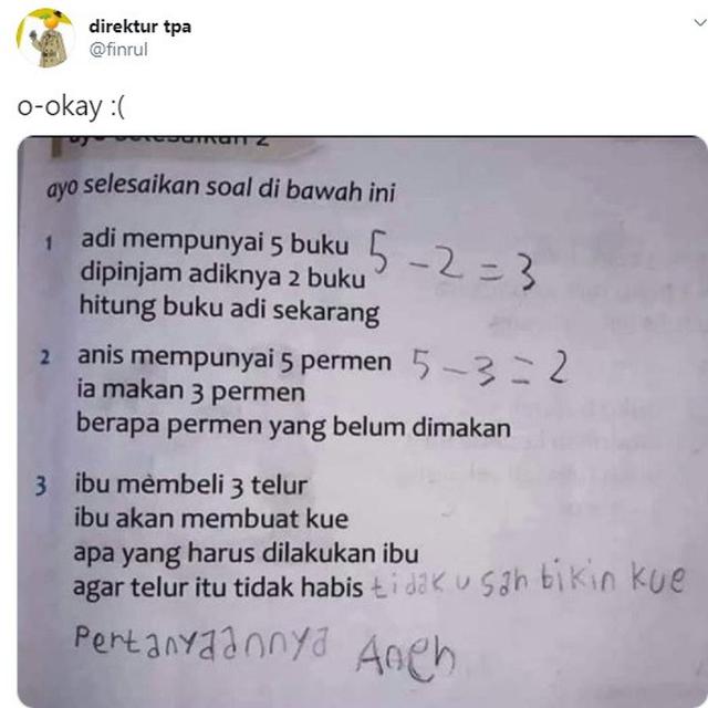 Kerjakan Soal Cerita Matematika Jawaban Bocah Ini Bikin Tepuk Jidat Citizen6 Liputan6 Com