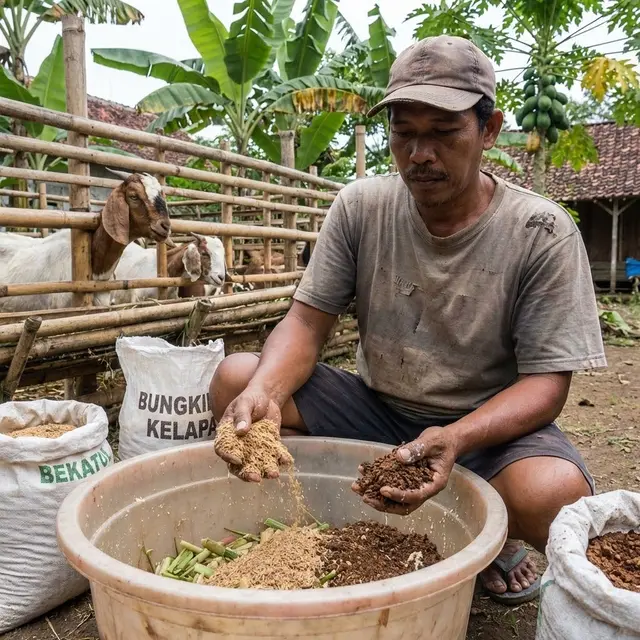 Pakan ternak bekatul dan bungkil kelapa