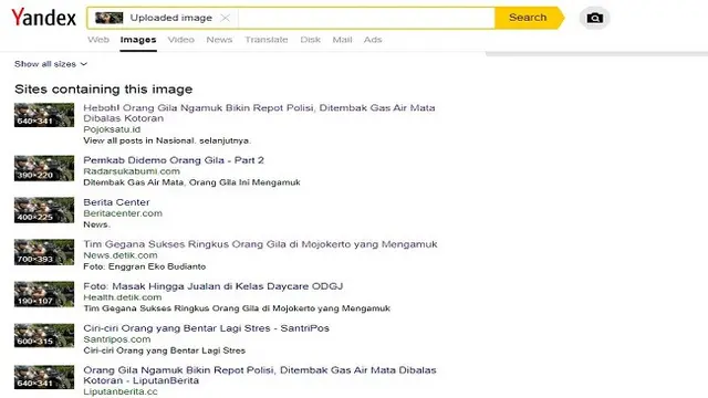 Gambar Tangkapan Layar Penelusuran Foto dengan Situs Yandex.