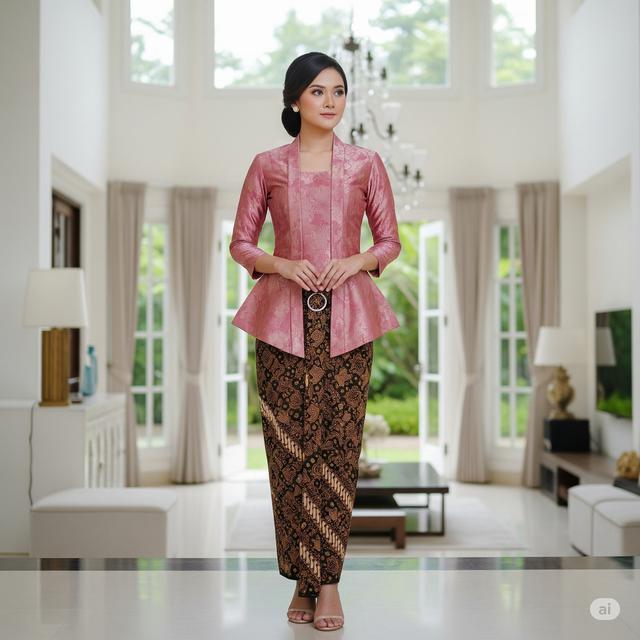 7 Model Kebaya Modern Brokat Batik dengan Rok Lilit, Elegan dan Tetap ...