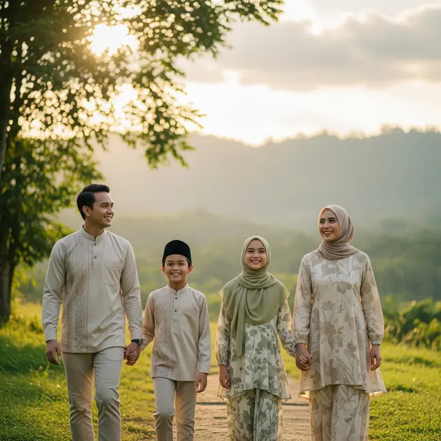 Ide Pose Foto Keluarga Outdoor Saat Lebaran (Gemini AI)