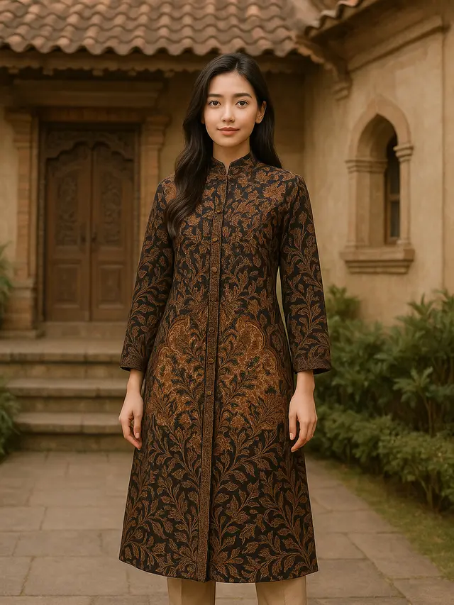 Model Tunik Batik Kancing Depan Terbaru