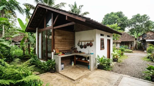 10 Inspirasi Rumah Kecil di Desa dengan Dapur Semi Terbuka Alami, Murah dan Menyatu Alam