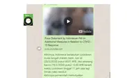 Viral kabar yang mengklaim pemerintah menerapkan karantina aktivitas publik (lockdown) mulai 20 Maret 2020. Simak penelusuran faktanya.