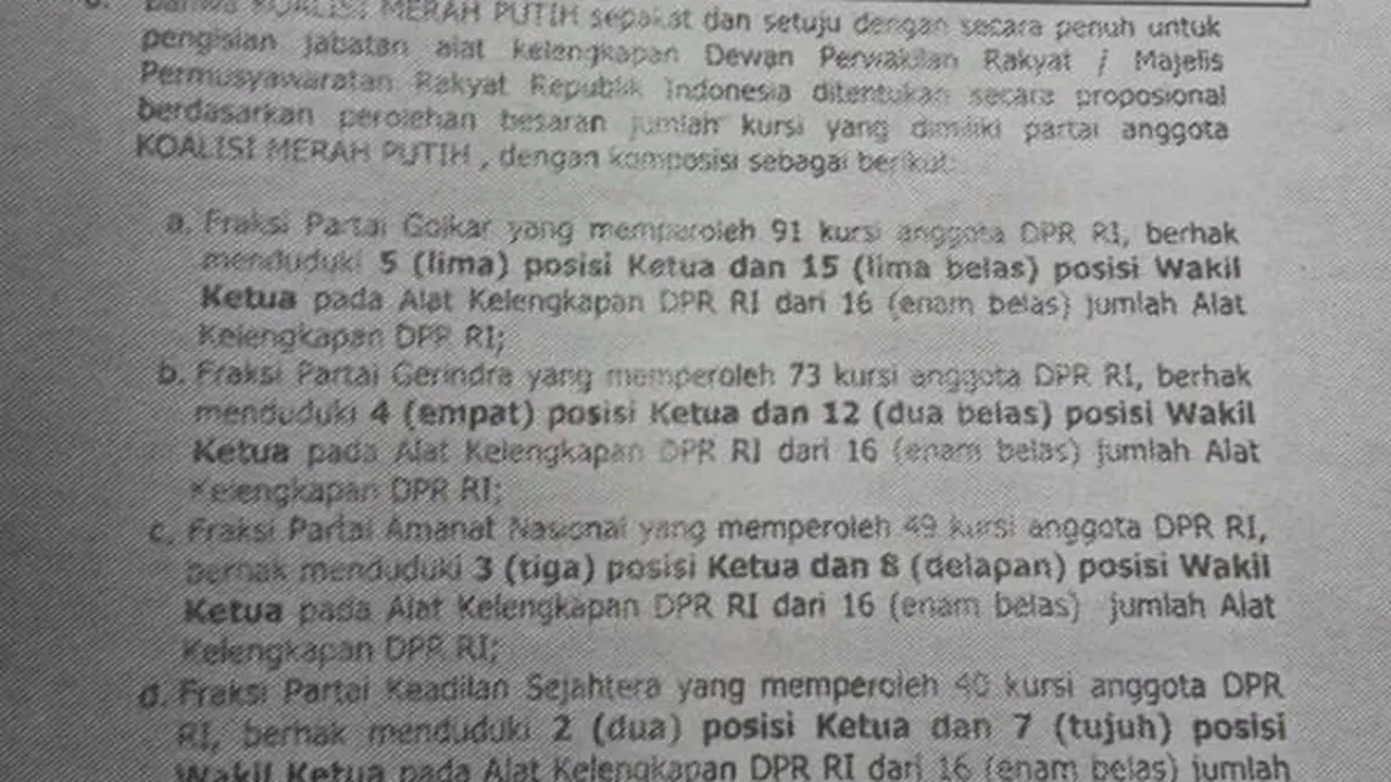 Dokumen Bagi-Bugi Kursi KMP Bocor di Twitter, Golkar Jadi Ketua