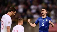 Jorginho mencetak gol penyeimbang untuk Italia dalam laga melawan Polandia. (dok. UEFA)