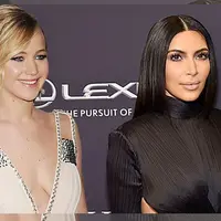 Jennifer Lawrence dan Kim Kardashian. (foto: Mirror.co.uk)