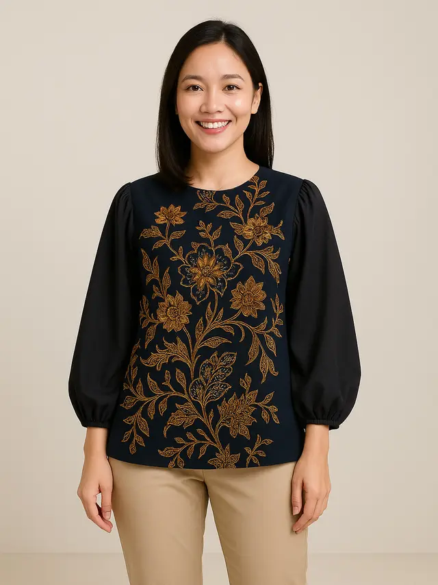 Model Blouse Batik Lengan Bishop yang Lagi Tren/Ilustrasi AI