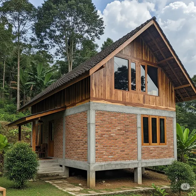Rumah Desain Natural dengan Bata Ekspos