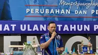 Ketua Umum Partai Demokrat Agus Harimurti Yudhoyono (AHY) menyatakan syukuran HUT ke-22 Partai Demokrat sengaja digelar secara sederhana. (Liputan6.com/Delvira Hutabarat)