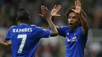 Chelsea's Willian celebrates scoring their second goal with Ramires Reuters / Russell Cheyne