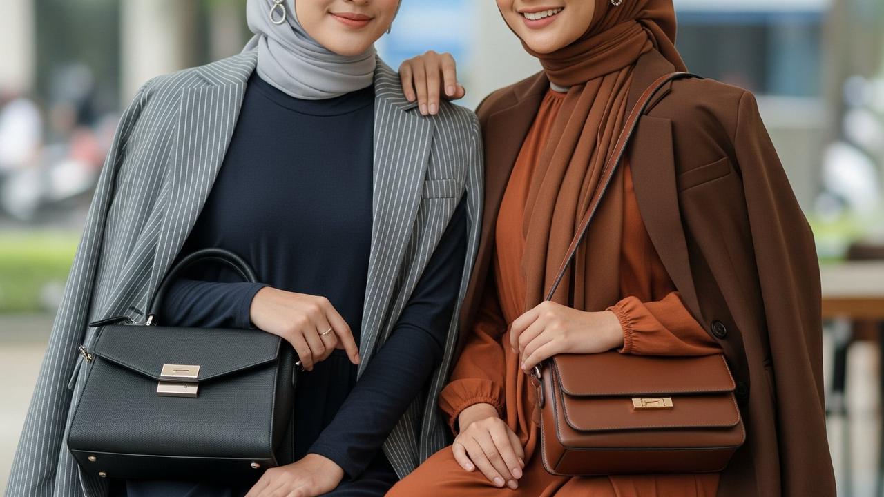 10 Inspirasi Dress Panjang Muslim Kombinasi Blazer Formal Modis Tren 2025,  Tampil Elegan & Profesional
