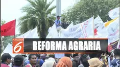 Petani, mahasiswa, dan buruh, berunjuk rasa kritik pemerintah dalam selesaikan persoalan reforma agraria.