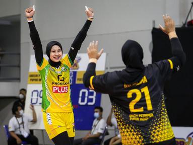 Pergelaran PLN Mobile Proliga 2022 yang telah mencapai babak final four diwarnai oleh sejumlah pevoli perempuan dengan paras menawan, salah satunya Hany Budiarti. (Bola.com/Bagaskara Lazuardi)