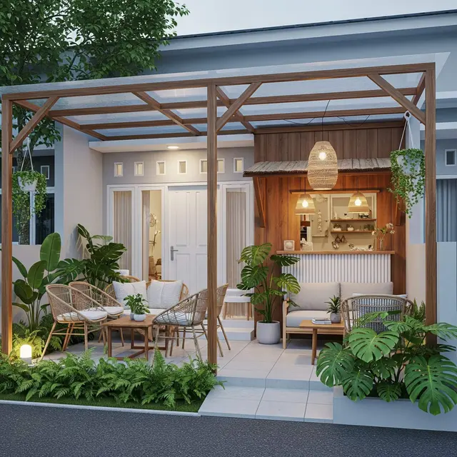 Desain Rumah Type 36 dengan Mini Café di Halaman Depan