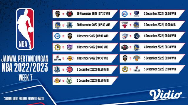 Jadwal dan Live Streaming NBA Week 7 di Vidio, 29 November - 5 Desember 2022