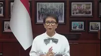 Menlu RI Retno Marsudi dalam pembukaan Regional Conversation on Human Rights (RCHR). (Screenshot Zoom)