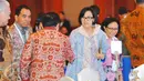 Menkeu, Sri Mulyani saat menghadiri pembukaan Kompas 100 CEO Forum, Jakarata, Kamis (24/11). Forum tersebut membahas langkah-langkah konkret memantapkan iklim investasi untuk mendorong pertumbuhan ekonomi. (Liputan.com/Angga Yuniar)