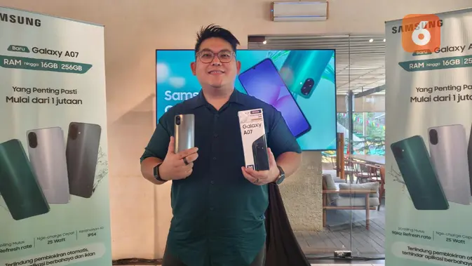 <p>Verry Octavianus, Head of MX Product Marketing Senior Manager Samsung Electronics Indonesia, saat peluncuran Galaxy A07. (Liputan6.com/ Matahari Kartika Purusakara)</p>