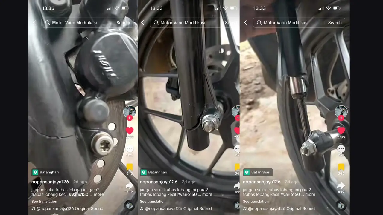 Shock Depan Vario Retak dan Pecah Akibat Hantam Lubang