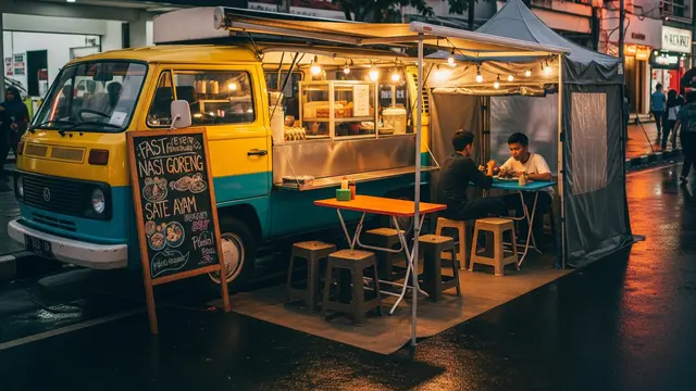 Warung Food Truck Statis (Dilengkapi Tenda Tambahan)