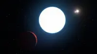 Ilustrasi HD 131399Ab, planet yang memiliki tiga matahari (sumber: mirror.com)