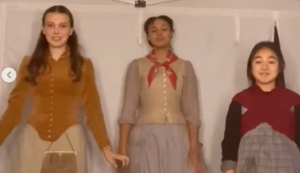 Unggahan Millie Bobby Brown bersama pemain lainnya ini juga menjadi sorotan. Terlebih, dirinya tampak menari-nari kecil dalam video di akun Instagram pribadinya. (Liputan6.com/IG/@milliebobbybrown)