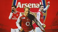 Arsenal - Mesut Ozil, Dennis Bergkamp, Robin van Persie (Bola.com/Adreanus Titus)