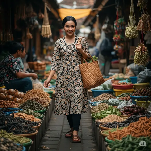 Inspirasi Outfit Ibu-Ibu ke Pasar yang Tidak Pasaran. Foto: Gemini