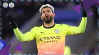 Ekspresi kekecewaan Sergio Aguero usai tendangan penaltinya digagalkan kiper Leicester City, Kasper Schmeichel. (Dok. Manchester City)