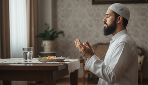 Membaca Niat Puasa (created by AI)