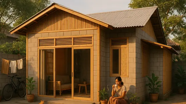 Rumah Sederhana dari Bambu dan Batako