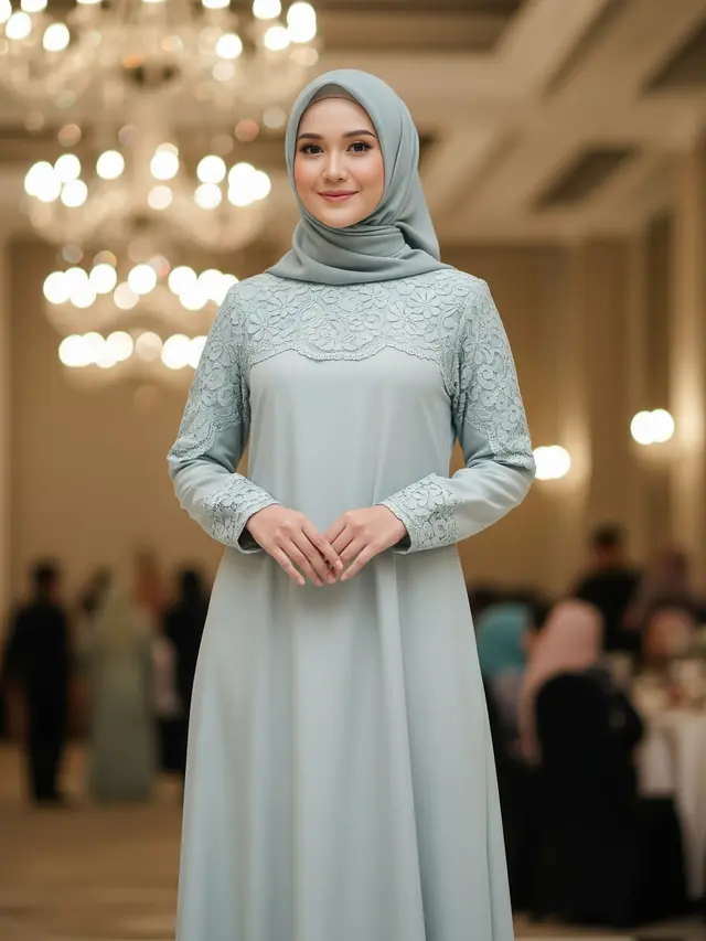 Dress Panjang Katun Kombinasi Lace Muslim (Gemini)