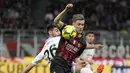 Anak asuh Stefano Pioli tertinggal terlebih dahulu akibat gol David Okereke ('77), sebelum menyamakan kedudukan melalui Junior Mesias ('90+3). (AP Photo/Antonio Calanni)