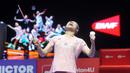 Tunggal putri, Korea Selatan, An Se Young, melakukan selebrasi setelah menjuarai Indonesia Open 2025 di Istora Senayan, Jakarta, Minggu, 8 Juni 2025. (Bola.com/M Iqbal Ichsan)