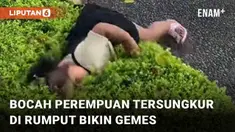 Aksi bocah perempuan sedang jalan-jalan dan alami nasib apes mengundang perhatian