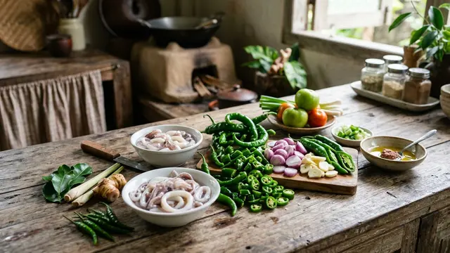 Resep Cumi Tumis Cabai Hijau dan Bawang (AI Generated)