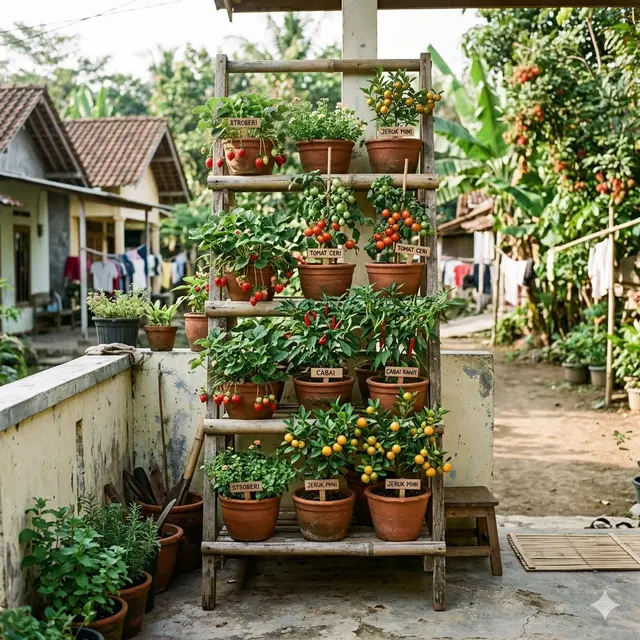 Inspirasi Edible Garden Buah Mini di Teras Rumah Kampung