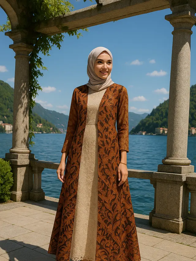 Model Long Dress Brokat Kombinasi Outer Panjang Kekinian 2025