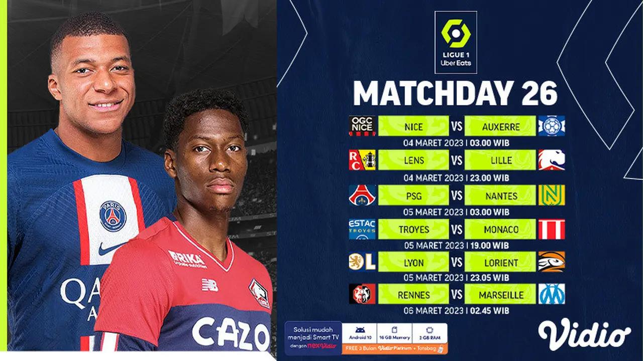 Jadwal Pertandingan Ligue 1 Liga Prancis Akhir Pekan Live Streaming Vidio : Nice Vs Auxerre, PSG Vs Nantes