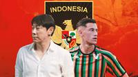 Timnas Indonesia - Jay Idzes dan Shin Tae-yong (Bola.co/Adreanus Titus)