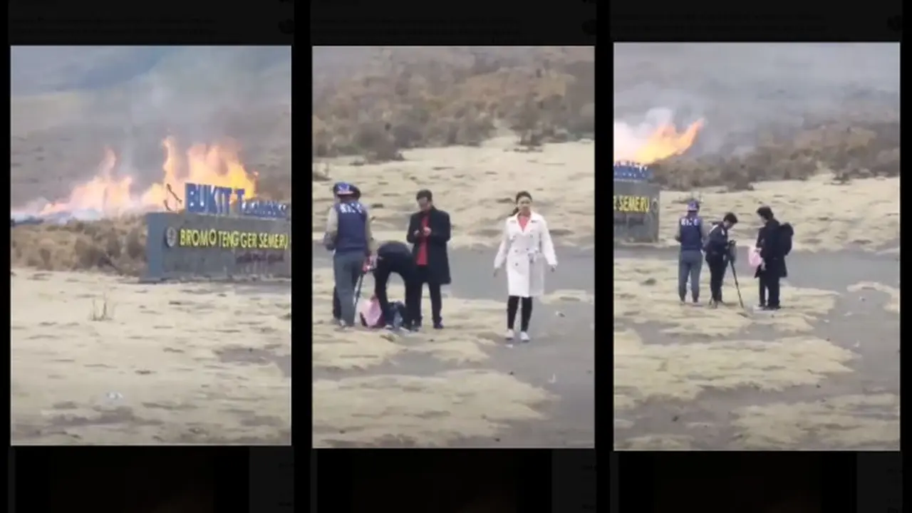 Flare Prewedding Diduga Picu Kebakaran di Bukit Teletubies Gunung Bromo