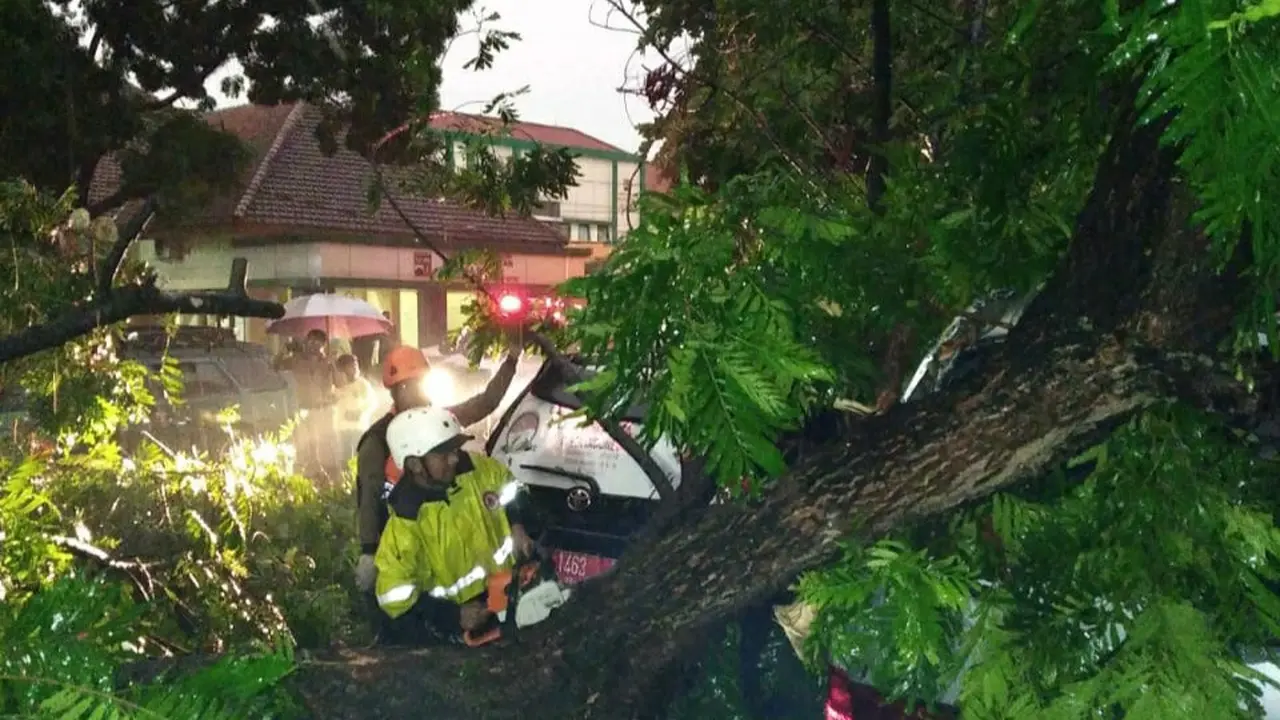 Angin kencang melanda sejumlah kawasan di Kota Bogor, Jawa Barat, Senin (11/11/2019) petang.