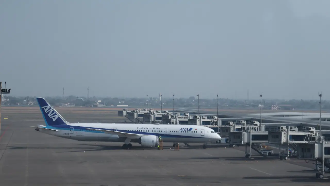 Pesawat terparkir di Bandara Soekarno Hatta. (Liputan6.com/Pramita Tristiawati)