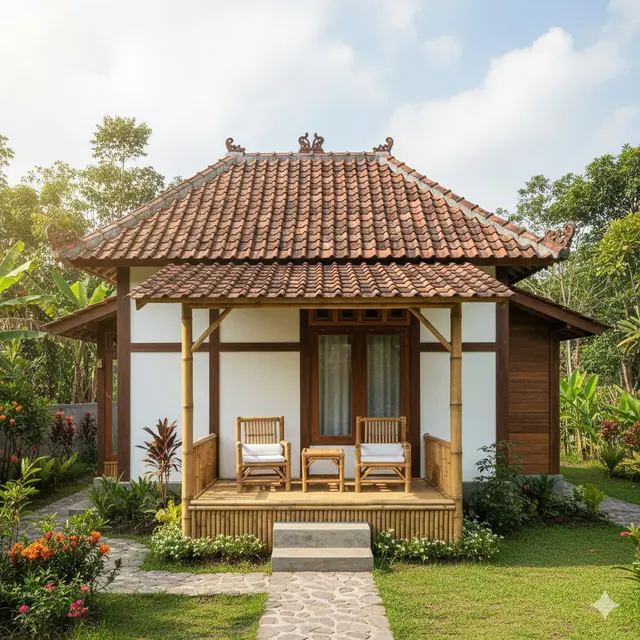 Model Rumah Ukuran Kecil di Lokasi Pedesaan yang Nyaman. Gemini