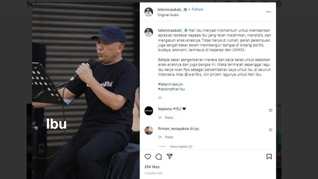 Menteri Koperasi dan UKM Teten Masduki, turut membagikan unggahannya terkait Hari Ibu.