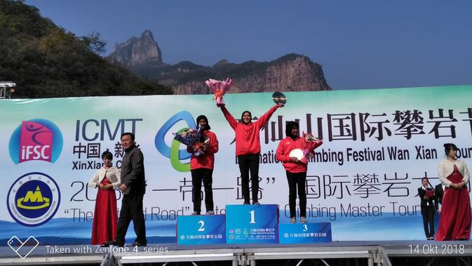 Aries Susanti masih juga belum terkalahkan dalam nomor Women's speed (dok:PP FPTI)