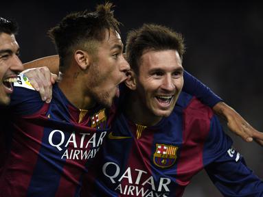 Berikut 5 trisula tertajam dalam sejarah sepak bola dunia. (Foto: AFP/Lluis Gene)